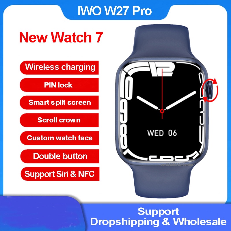 Đồng Hồ Thông Minh Iwo W27 Pro Series 7 Kết Nối Bluetooth 14 Hỗ Trợ NFC Và Phụ Kiện