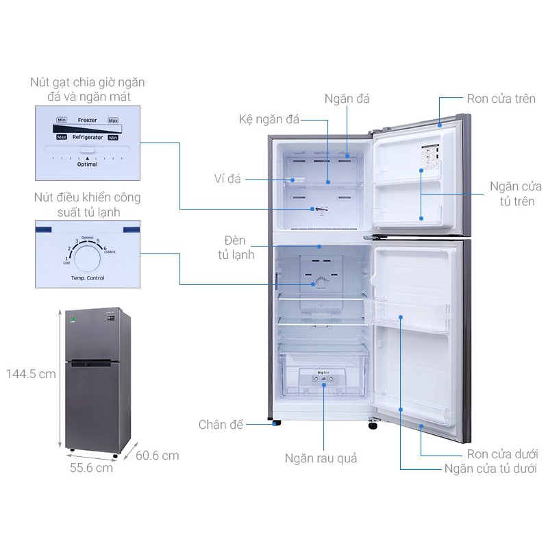 Tủ lạnh Samsung RT19M300BGS - 208L Digital Inverter (Giao hàng+ lắp đặt tại nhà)