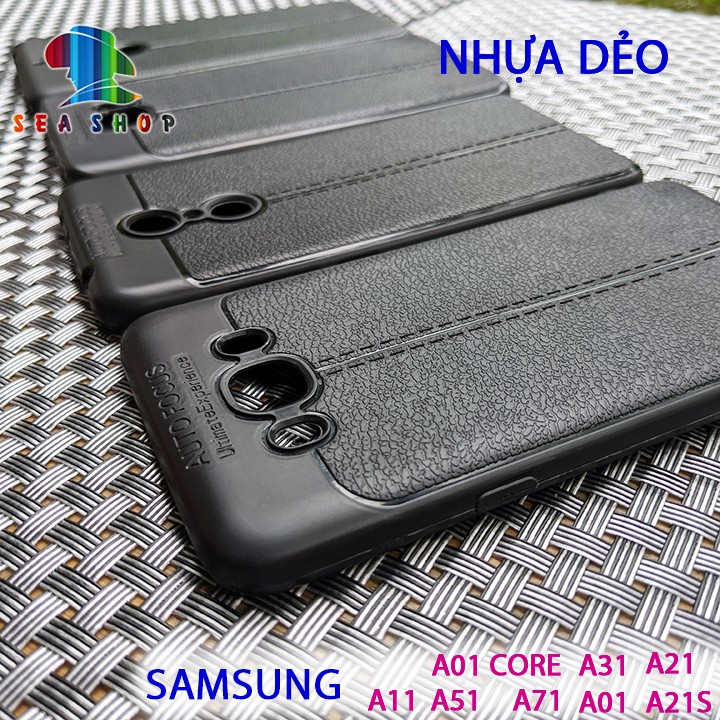 Ốp lưng Samsung Galaxy A01, A11, A21, A21S, A31, A51, A71, A01 Core... nhựa dẻo - Vân da - Chống sốc