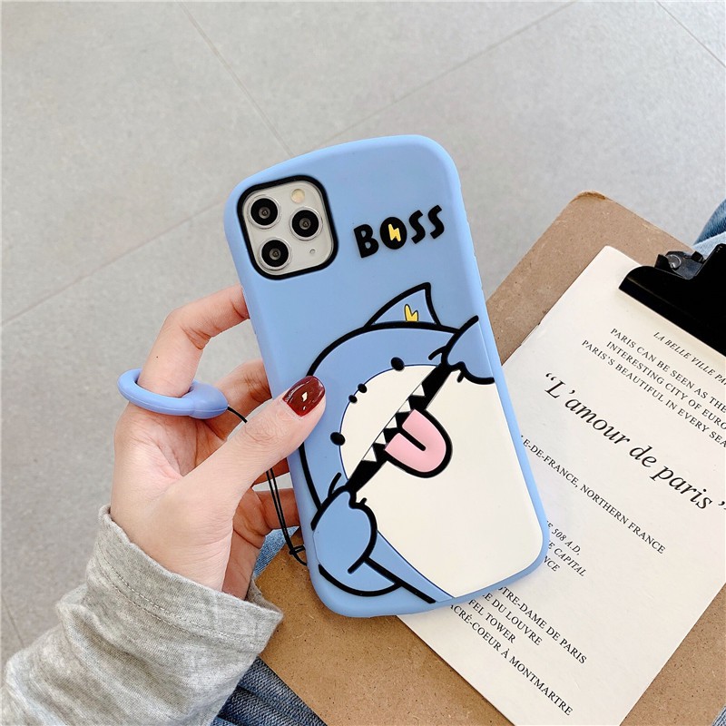 Cartoon lightning shark Silicone Case For iPhone 11 Pro Max 12mini 12 pro max X XR XS Max 7 8 6 6s Plus Soft Rubber Silicon Shockproof Cover