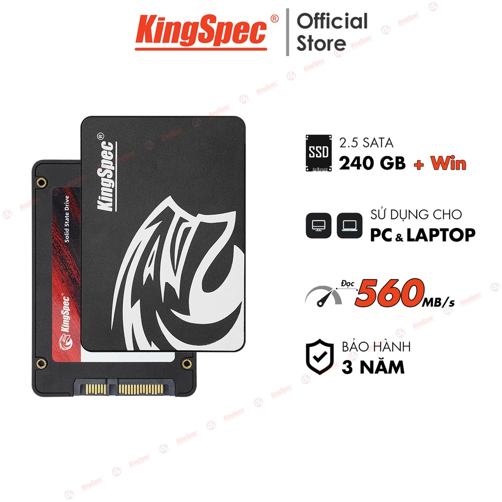 Ổ cứng SSD KingSpec 240GB cài sẵn Win 10 , SATA 2.5 | P4 240 Hàng Chính Hãng