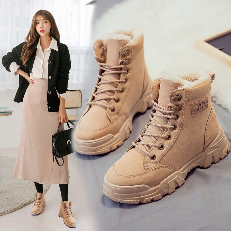 Giày Bốt Martin Đi Tuyết Lót Nhung Cotton Thời Trang Mùa Đông 2020 Cho Nữ