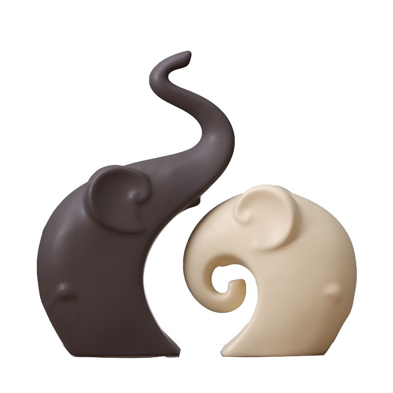 Gia đình voi gốm sứ Decor phong cách Nhật Bản