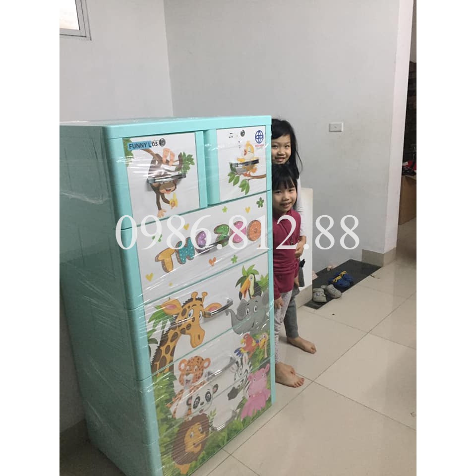 [Chỉ ship HN] Tủ nhựa Funny Việt Nhật  5 tầng 6 ngăn kt 130*70*48 đựng quần áo người lớn/ trẻ em FreeShip nếu inbox