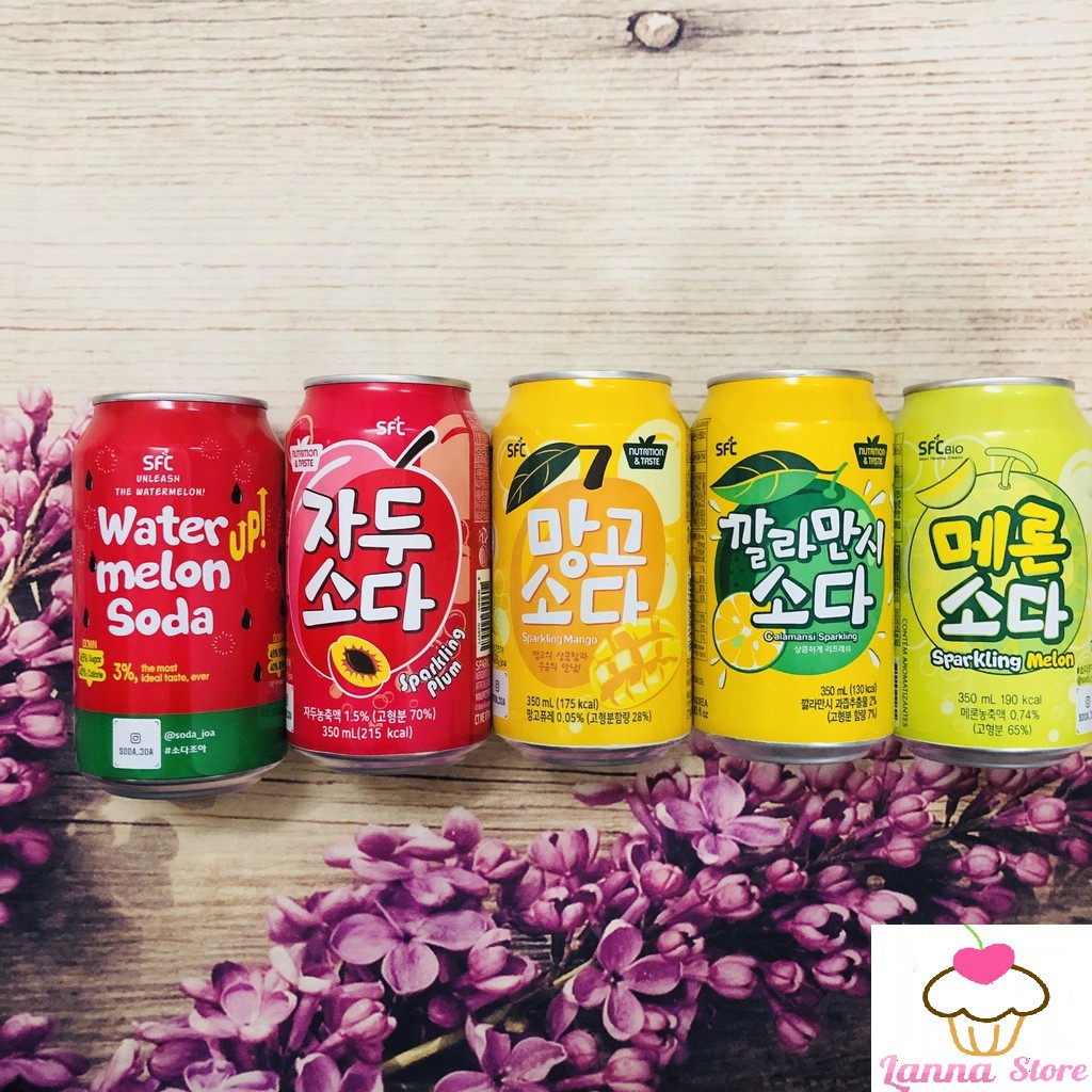 (5 vị) Nước trái cây Soda SFC lon 350ml - Hàn Quốc