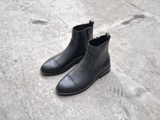 [Mã MASK2630K giảm 15% tối đa 30K đơn từ 99K] [ không nhăn ] ,chelsea boots mũi tròn, đế đốc kéo khoá