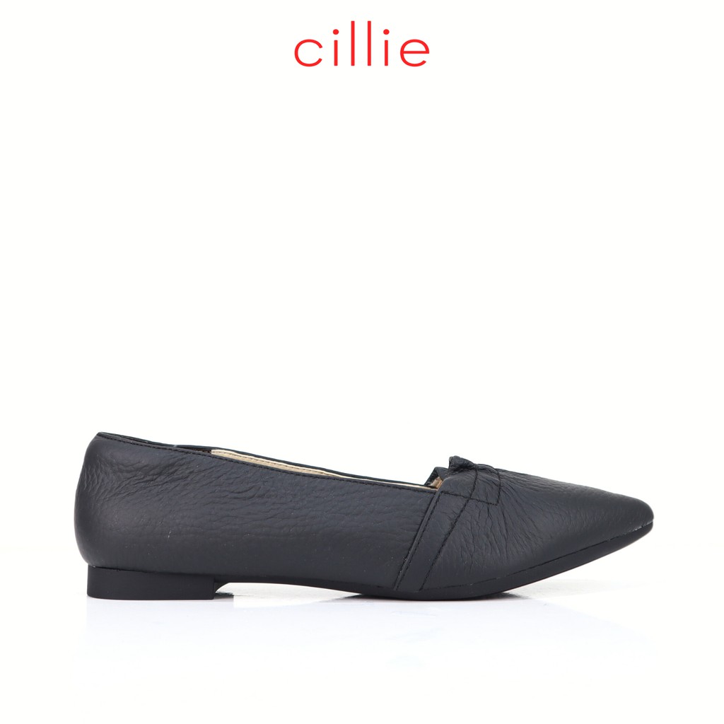 Giày búp bê nữ mũi nhọn thanh lịch phối quai nhún bèo nhẹ nhàng đế bệt đi học đi làm Cillie 1210