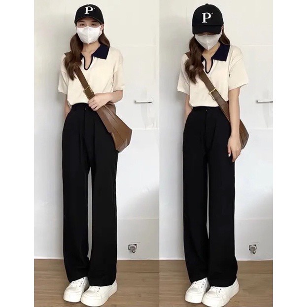 Quần Nâu Tây Choco Ống Rộng Culottes - Quần Ống Suông Cạp Cao