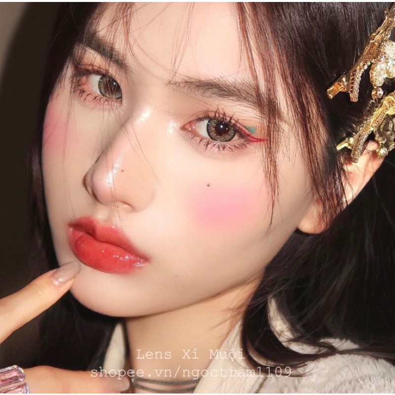 Lens mắt nâu giãn to có nhũ Calla 0 độ