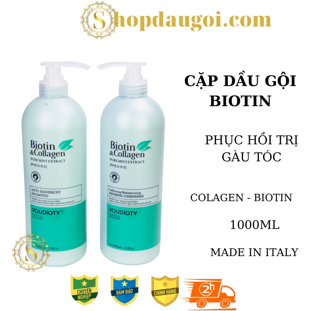 CẶP DẦU GỘI XẢ BIOTIN COLLAGEN NGĂN NGỪA RỤNG TÓC, GÀU &amp; KIỀM DẦU - BỘ GỘI XẢ 1000ML * 2