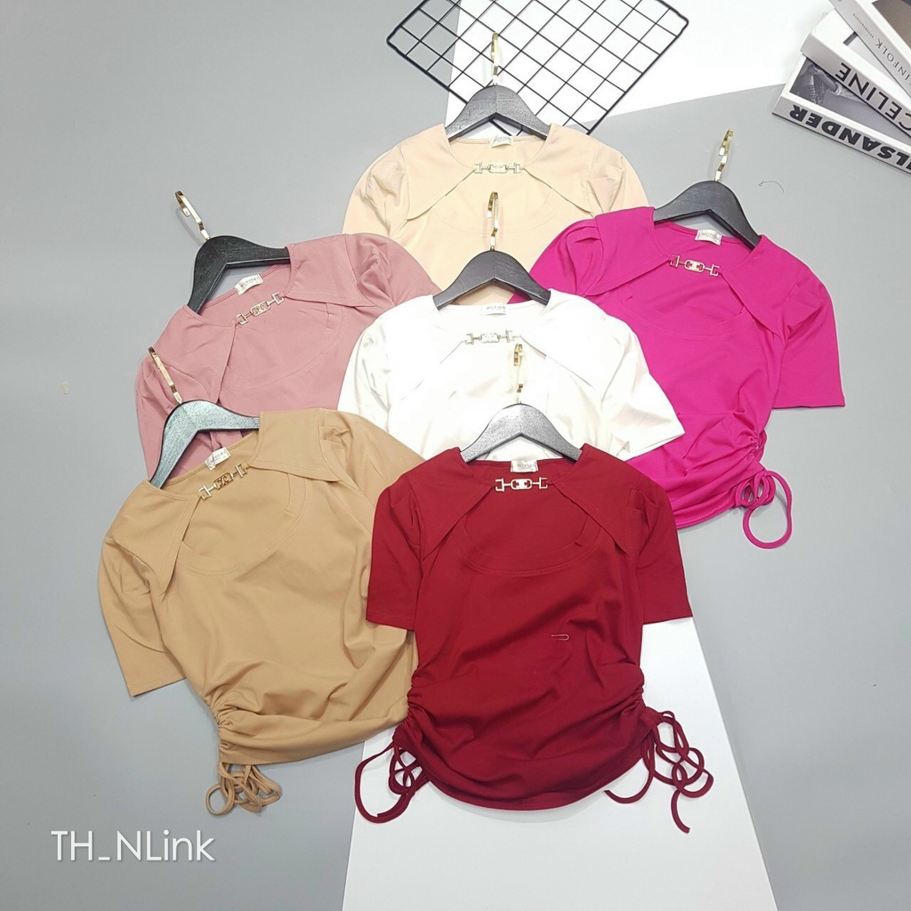 Áo thun body tay ngắn cổ hở xích ngực rút dây 2 bên AT020 - phamtrangredep shop