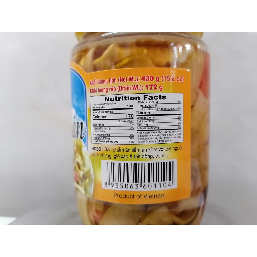 [Lọ 430g] DƯA MÓN (rau củ ngâm giấm) [VN] NGỌC LIÊN Preserved Vegetablets (alc-hk)