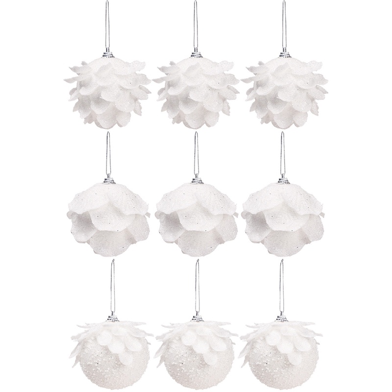 Set 3 Quả Cầu Tuyết Lấp Lánh Treo Trang Trí Cây Thông Noel