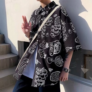 Áo Sơ Mi Dáng Rộng Tay Ngắn In Hình Cá Tính Hip-Hop Cho Nam