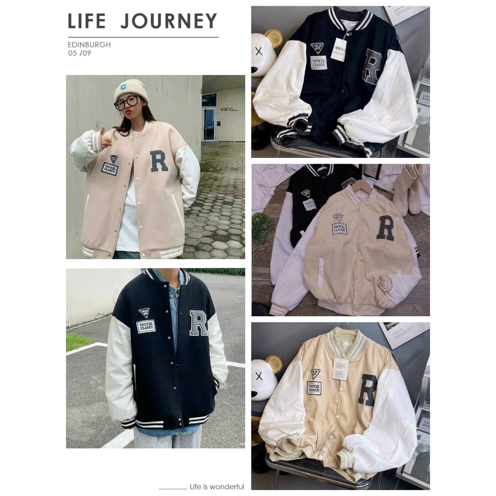 Áo khoác Bomber Nam Nữ chất Da lộn cực xịn xò in logo R Classic TPMCbomber20
