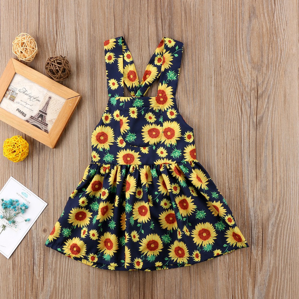 ❤XZQ-Sweet Kids Baby Girls Princess Floral Sleeveless Dress Overalls Summer Clothes Suits