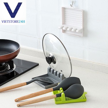Giá đỡ nắp xoong nồi, gác muỗng đũa vá múc canh ráo dầu