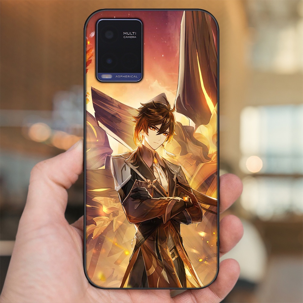 Ốp lưng Vivo Y21 viền đen in hình Zhongli Genshin Impact