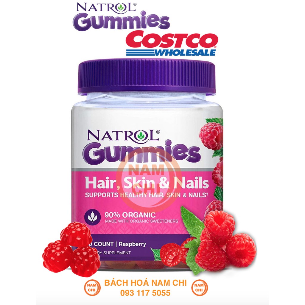 [LỌ DÙNG THỬ 25 VIÊN] Kẹo Dẻo Vị Dâu Rừng Natrol Gummies Raspberry Cho Mái Tóc Suôn Mượt Bóng Khỏe (CHUẨN COSTCO USA)