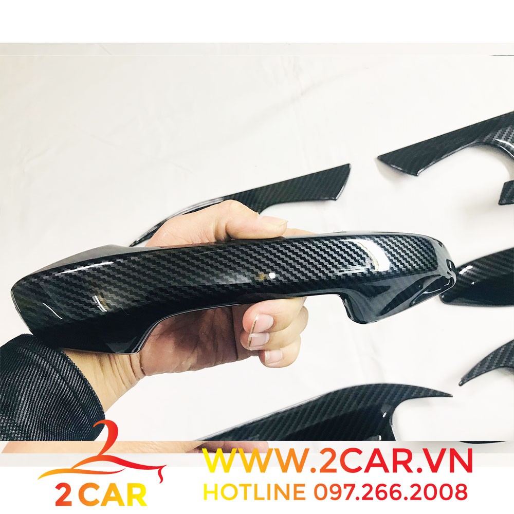 Ốp tay nắm + hõm cửa Carbon xe Kia Seltos 2020- 2021- 2022-2023-2024 vân cacbon cao cấp