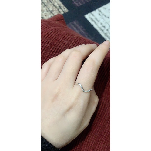 Nhẫn trơn lượn sóng bạc thật NGỌC MẬU