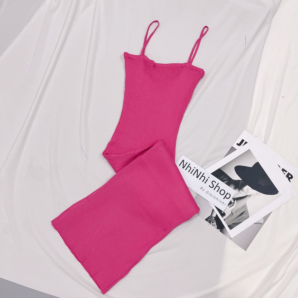 Váy len body dáng dài 2 dây, Đầm len tăm dáng ôm tôn body sexxy VL9913 - NhiNhi Shop