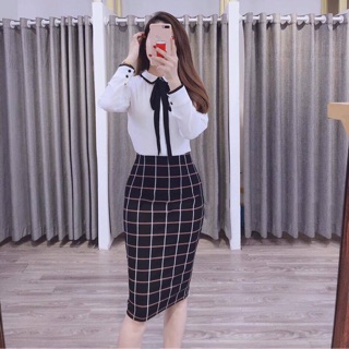 CHÂM VÁY BÚT CHÌ CẠP LIỀN KẺ SỌC KẺ Ô ĐẸP-THANH PHONG LUCKY SHOP