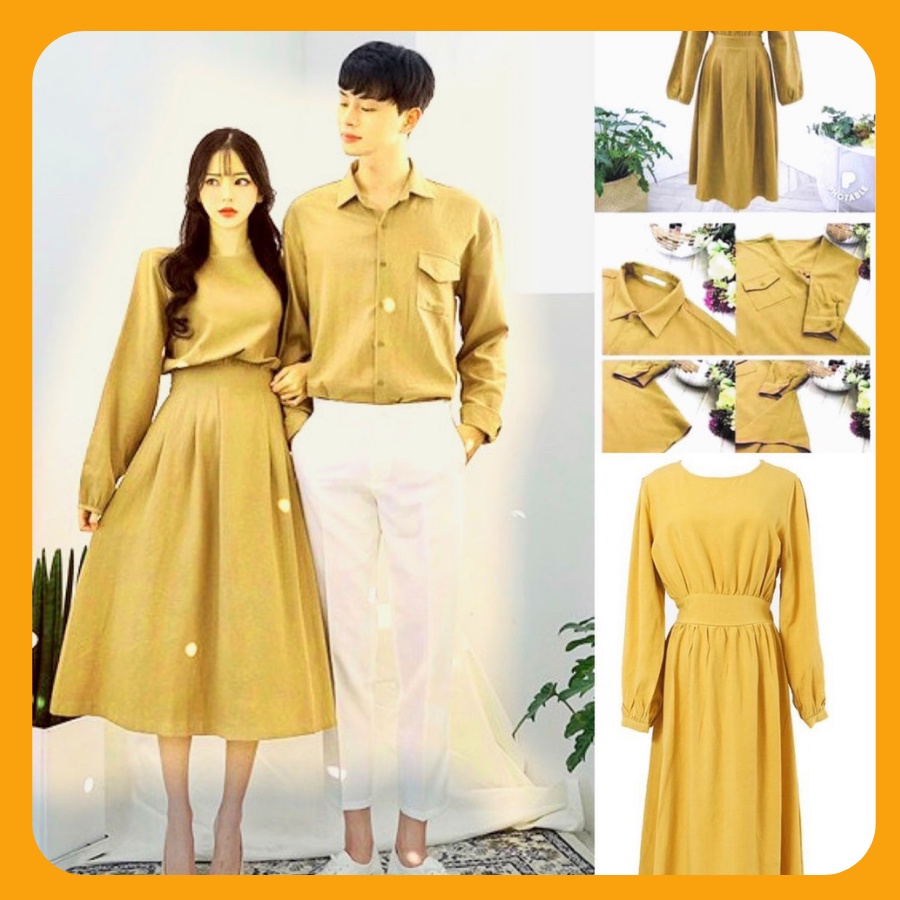 Áo đôi nam nữ đẹp : Đồ đôi nam nữ cao cấp: áo váy sơ mi Hàn Quốc COUPLE STORE dùng đi chụp hình cưới,đi chơi, đi du lịch