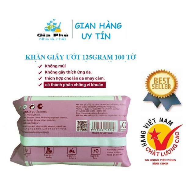 Khăn giấy ướt TIÊU CHUẨN HÀN QUỐC 100 tờ nặng 125gram dùng cho mọi đối tượng ( lau mặt, khô ) DIAMOND tốt hơn BOBBY