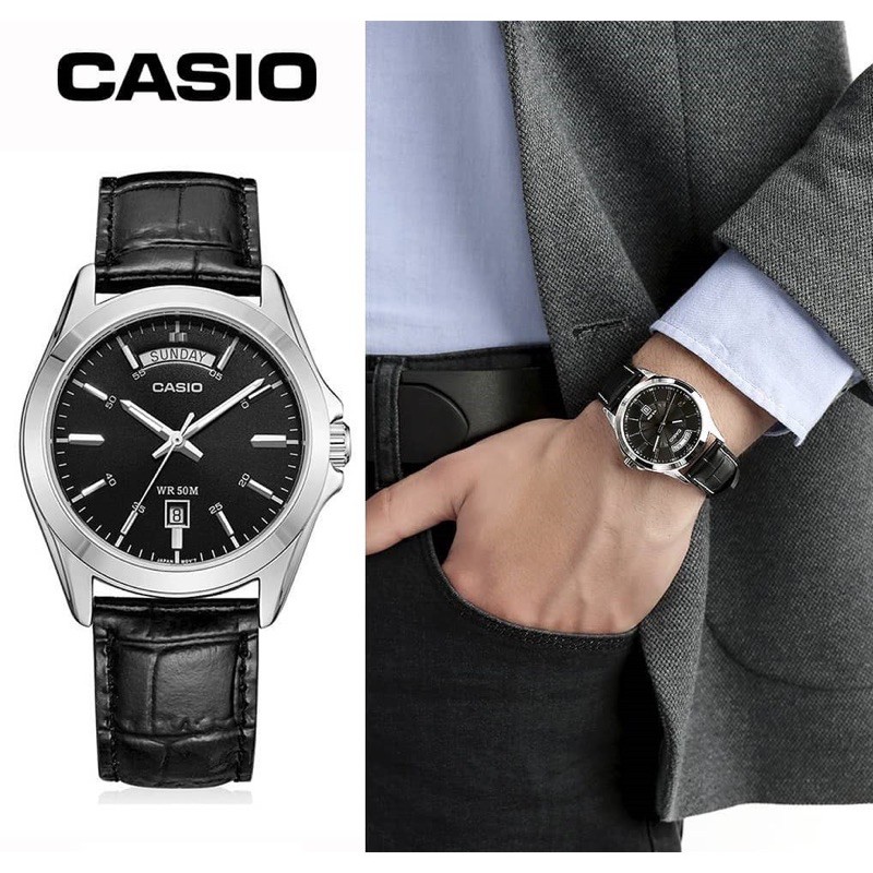 Đồng hồ nam dây da Casio chính hãng Anh Khuê MTP-1370L-1AVDF