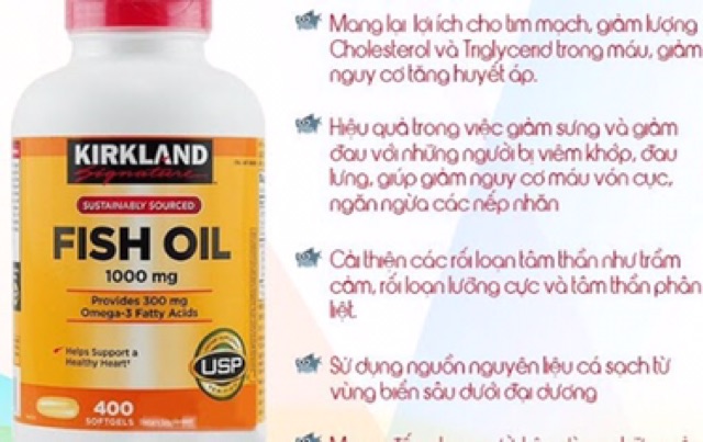 Viên Uống Fish oil 1.000mg Omega3 Kirkland 400 viên | BigBuy360 - bigbuy360.vn