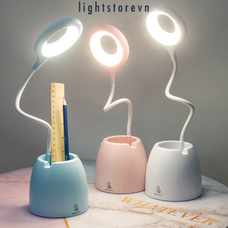Đèn học để bàn sạc tích điện chống cận thị cho trẻ em bóng led cảm ứng có Giá điện thoại và cắm bút mã 36011