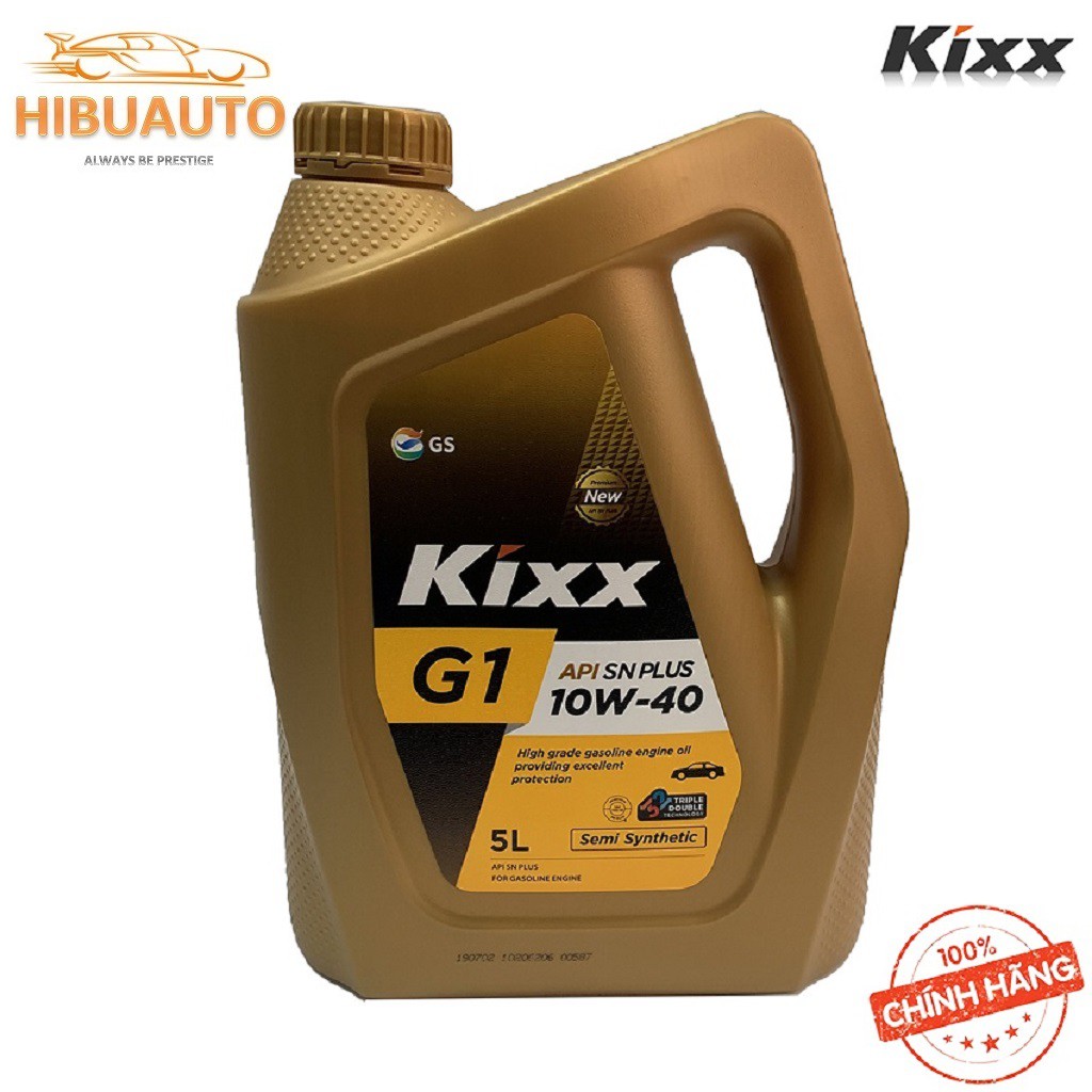 Dầu Nhớt Kixx G1 API SN PLUS 10W40 5L Can Nhựa Xe động cơ xăng Triple Double ngăn chặn hiện tượng LSPI