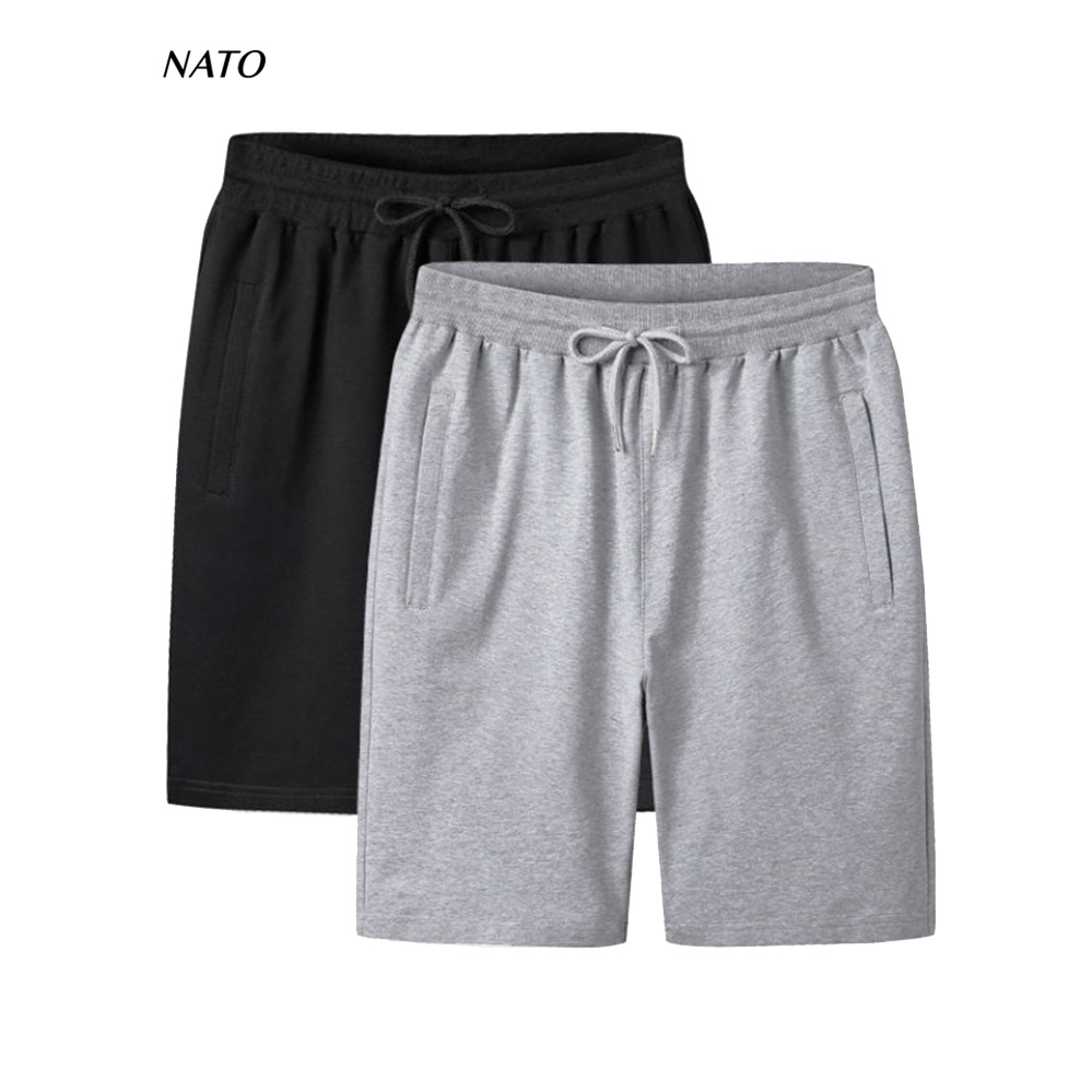 Quần Short Nam ULTRA Vải 100% Cotton Co Giãn Cao Cấp Có Túi Dây Trơn Basic Màu Xám Đen Đẹp Quần Thể Thao Ngắn Đùi NATO