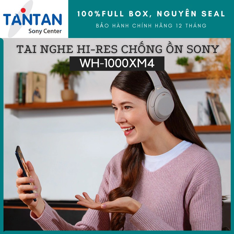 Tai Nghe Sony BLUETOOTH HI-RES CHỐNG ỒN Sony WH-1000XM4 | Dsee Extreme - Speak to Chat - Pin: 38h - Quick Attention