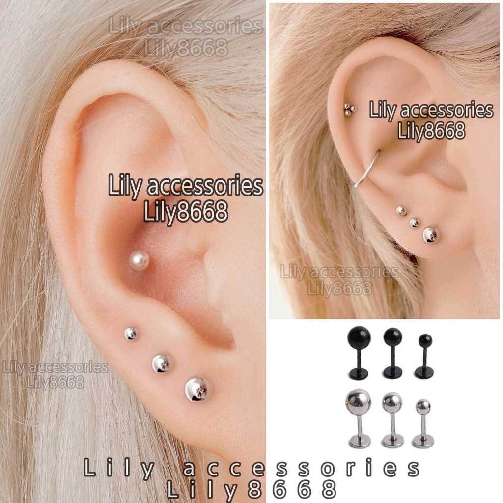 Marbles Earring khuyên tai titan bi tròn không gỉ không đen nam nữ unisex bts