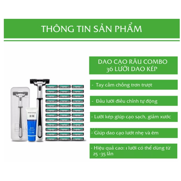 [ SALE] Bộ lưỡi cạo râu 36 lưỡi cạo + tặng kèm 1 tuýp kem.