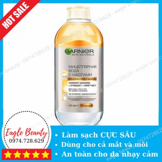Nước tẩy trang GARNIER vàng Micellar dầu Pháp 400ML-làm sạch sâu cấp ẩm