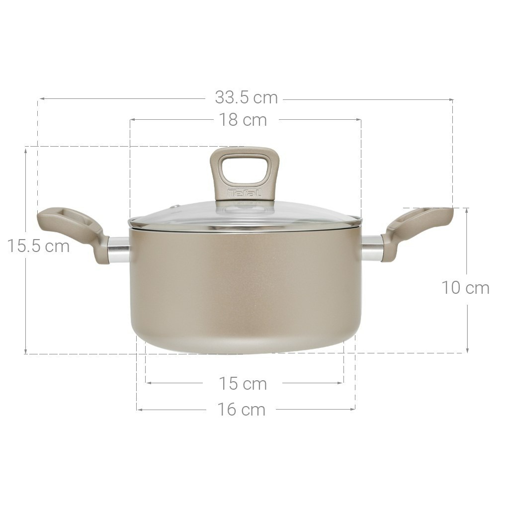 Nồi đế từ 18cm chống trầy chống dính kèm nắp Tefal Sensations H9104314 - Hàng chính hãng