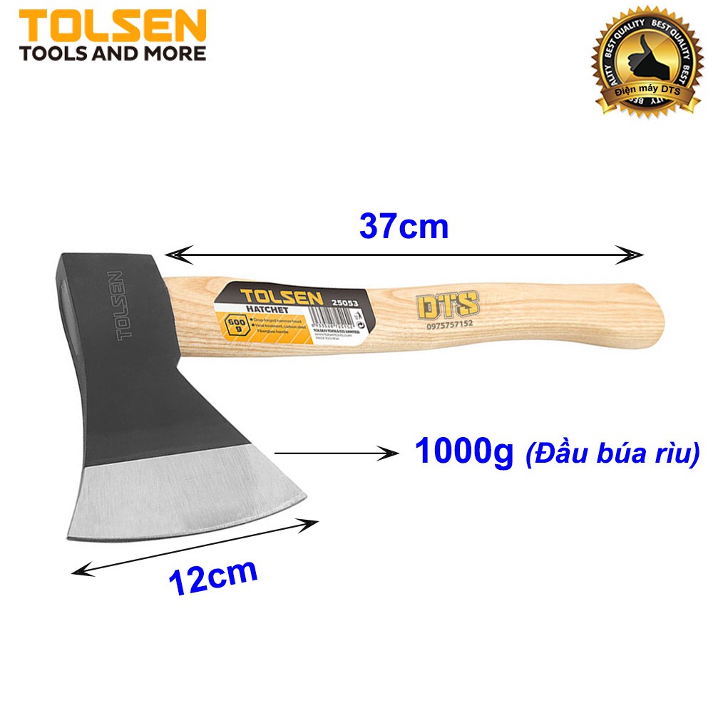 Búa Rìu đa năng cán gỗ TOLSEN cứu hộ, làm vườn, chặt cây, bổ củi 1000G (1Kg) - Tiêu chuẩn xuất khẩu Châu Âu