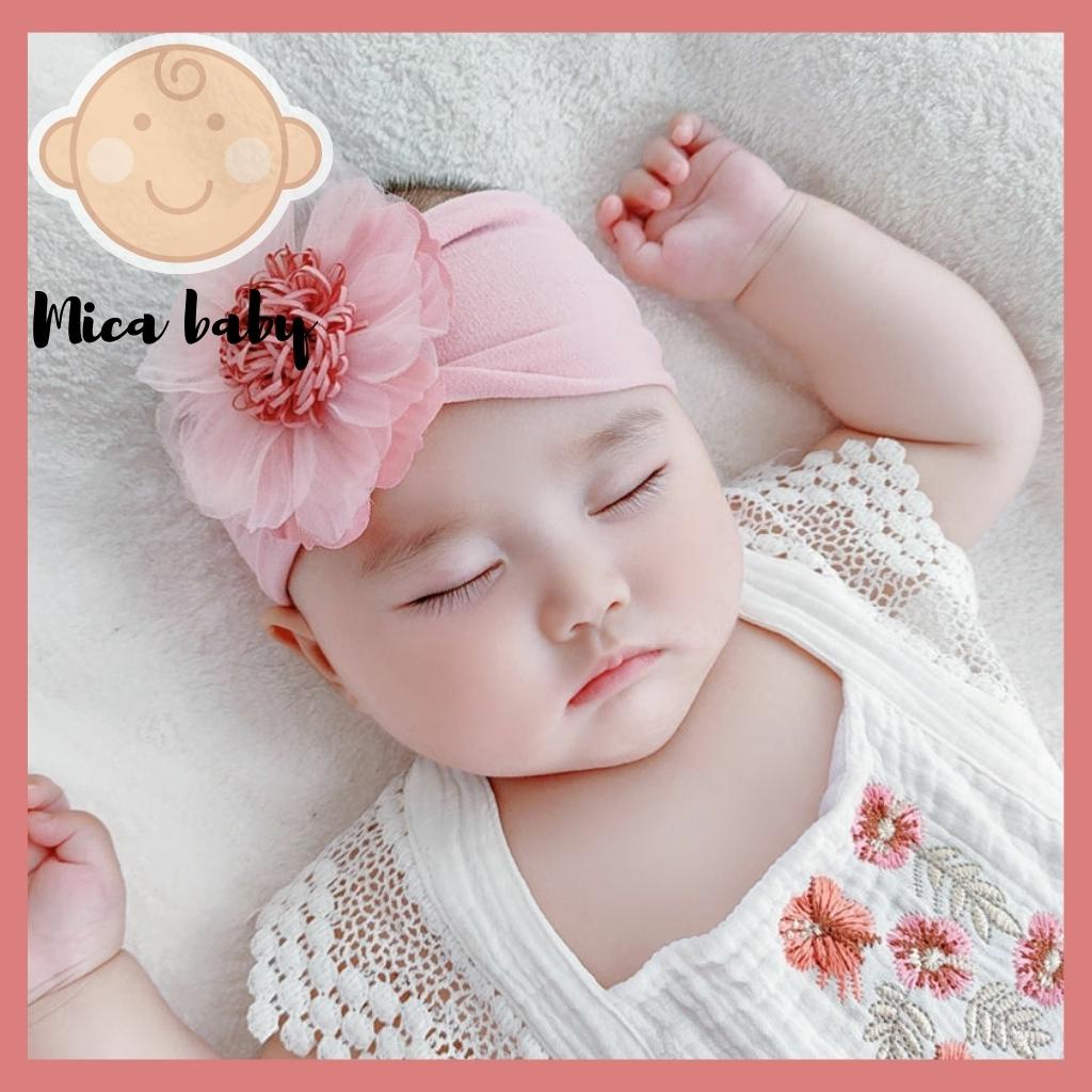 Set băng đô hoa voan kèm nơ gân đáng yêu có hộp đựng đáng yêu cho bé gái BD40 Mica Baby