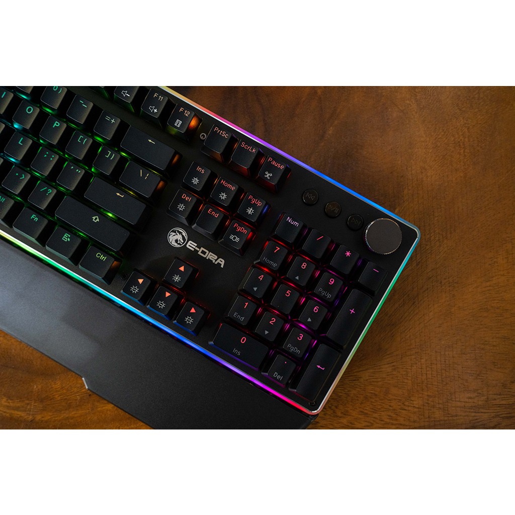 Bàn phím cơ E-DRA EK308 Plus - Đèn led RGB - Phiên bản nâng cấp, có thêm các phím Multimedia - Chống nước - BH 2 năm
