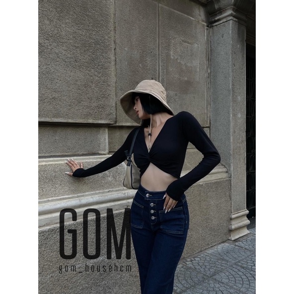 Áo xoắn trước dài tay