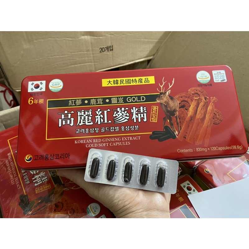 Đạm hồng sâm nhung hươu linh chi 6 năm tuổi 120 viên