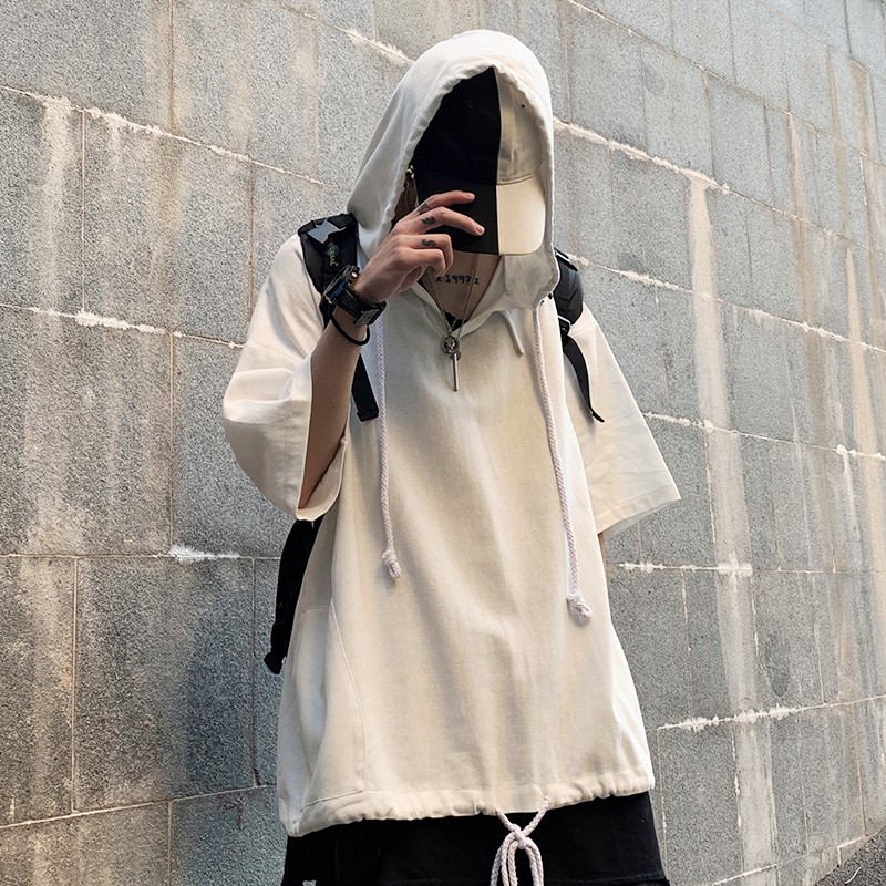 Áo Hoodie Tay Ngắn Phong Cách Hàn Quốc Cho Nam Nữ