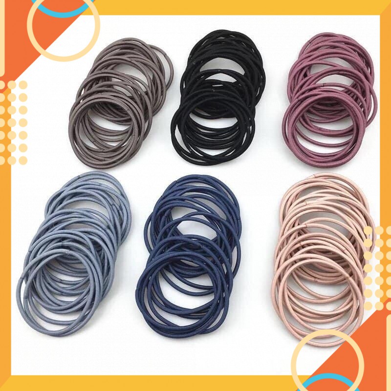 PVN2252 Set 100 chun cột tóc trơn nhiều màu cho bạn gái T8