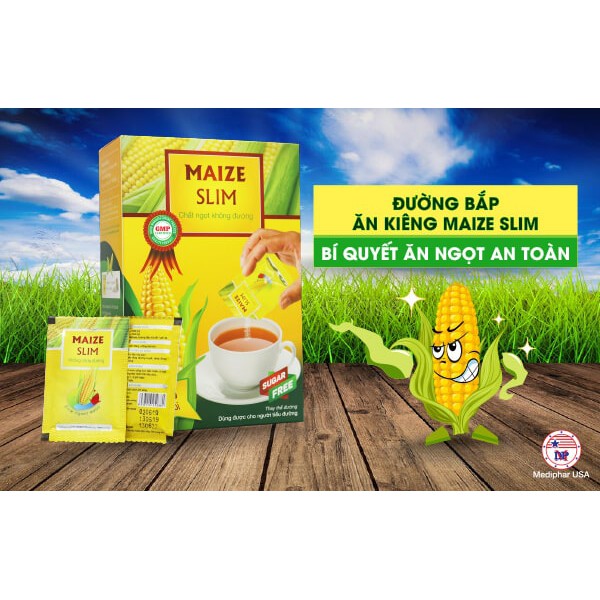 Đường ăn kiêng Maize Slim chiết xuất từ chất xơ và đường bắp - Hộp 50 gói