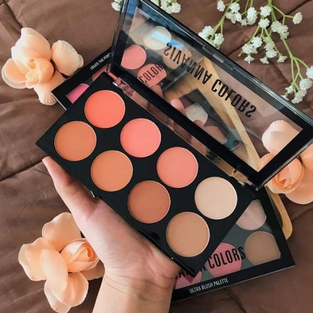 Phấn Má Hồng Tông Cam San Hô, Tạo Khối và Bắt Sáng Sivanna Ultra Brush Palette HF319 No.1