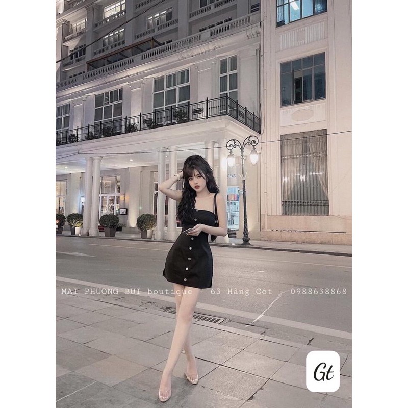 Đầm 2s body đính cúc cực sang