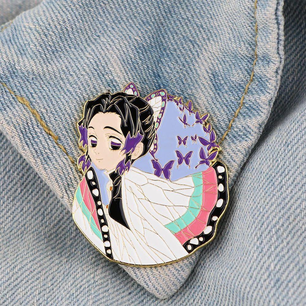 Ghim Cài Áo Kim Loại Tráng Men Cứng Họa Tiết Demon Slayer 15H Sáng Tạo Trang Trí Ba Lô / Túi Xách